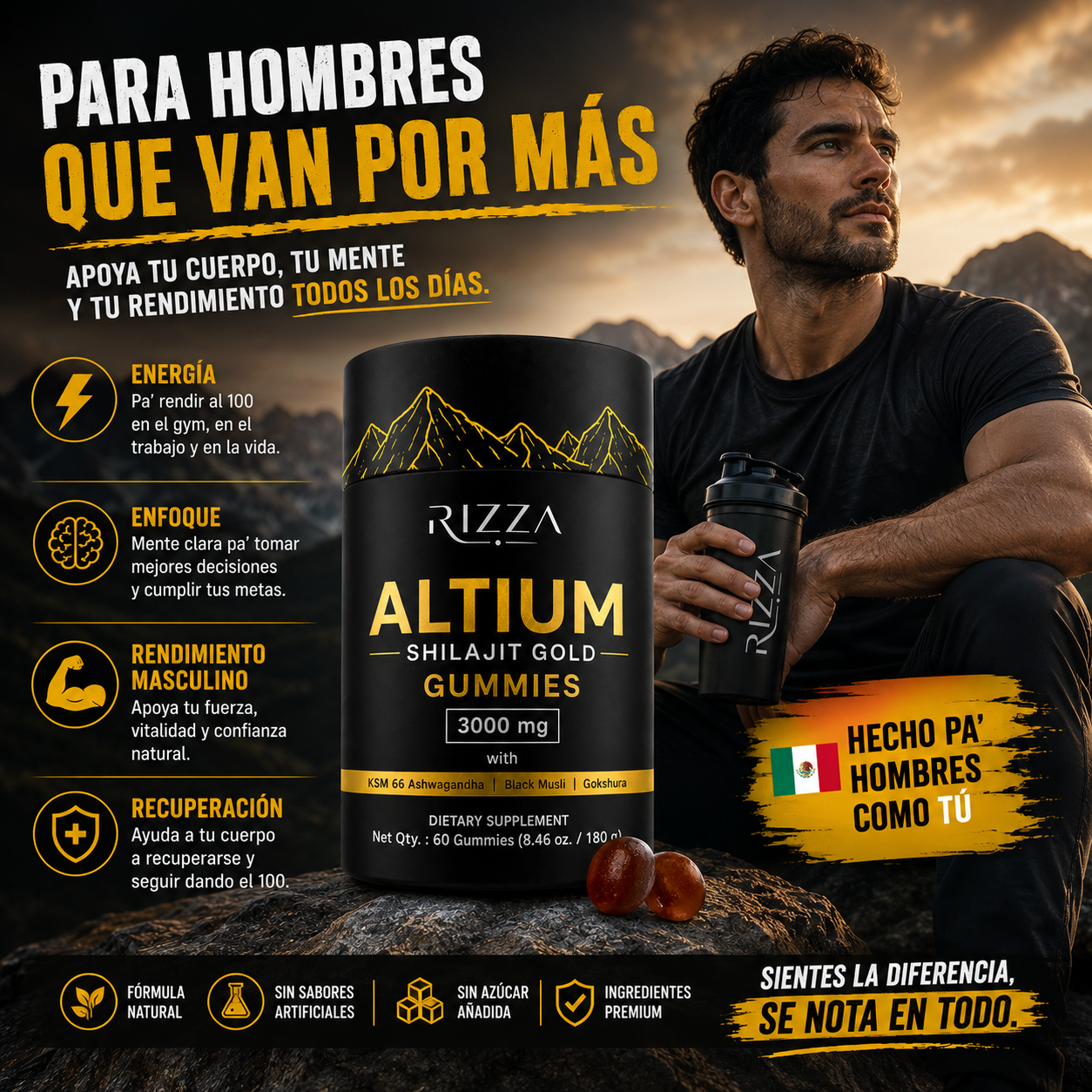 Gomitas de Energía Natural + Ashwagandha y Black Musli | 60 Gomitas