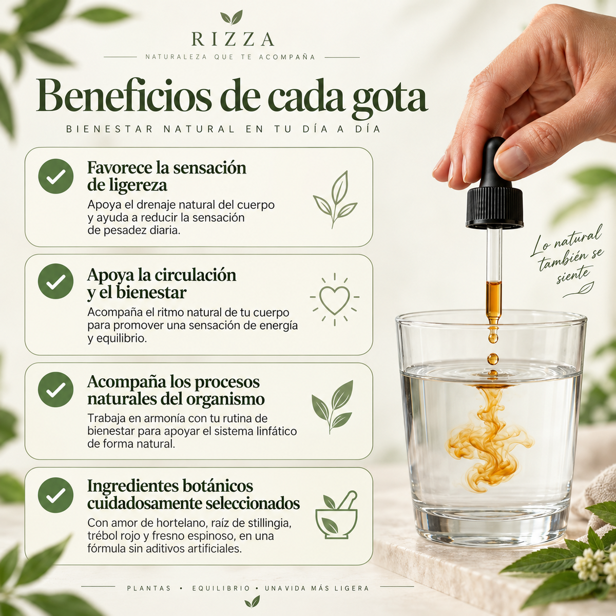 Gotas de Drenaje Linfático Natural — Fórmula de 4 Plantas