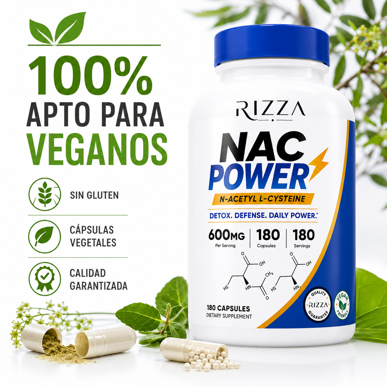 NAC Power NAC 600 mg | Detox y Protección Antioxidante | 180 Cápsulas