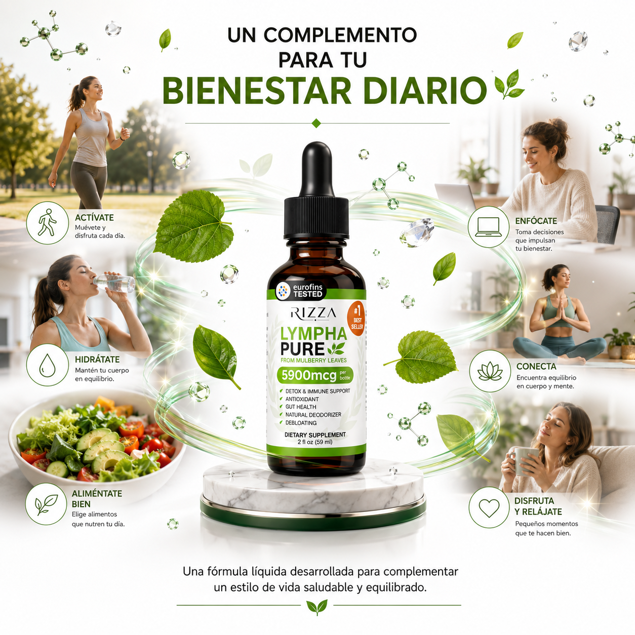Lympha Pure | Clorofila Líquida para Desintoxicación y Apoyo Inmunológico | 59 ml (2 fl oz)