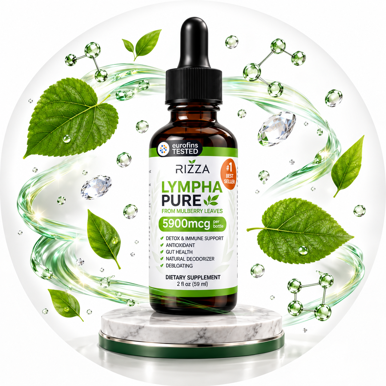 Lympha Pure | Clorofila Líquida para Desintoxicación y Apoyo Inmunológico | 59 ml (2 fl oz)