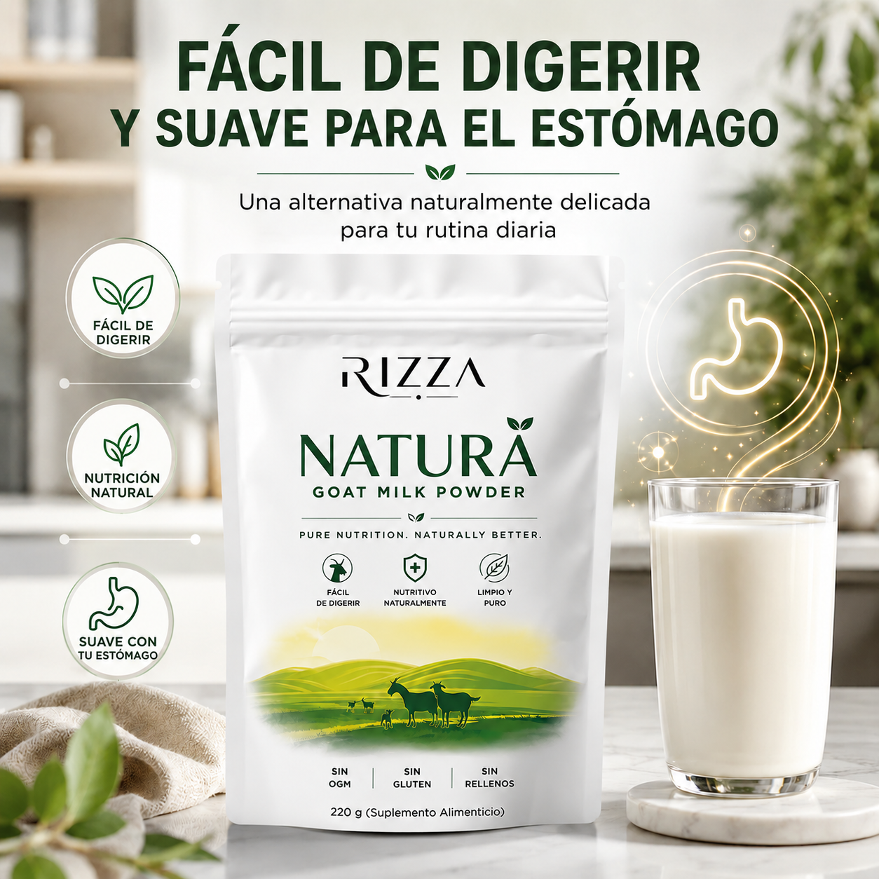 Natura Goat Milk Powder | Rica en Proteína y Calcio | 220g
