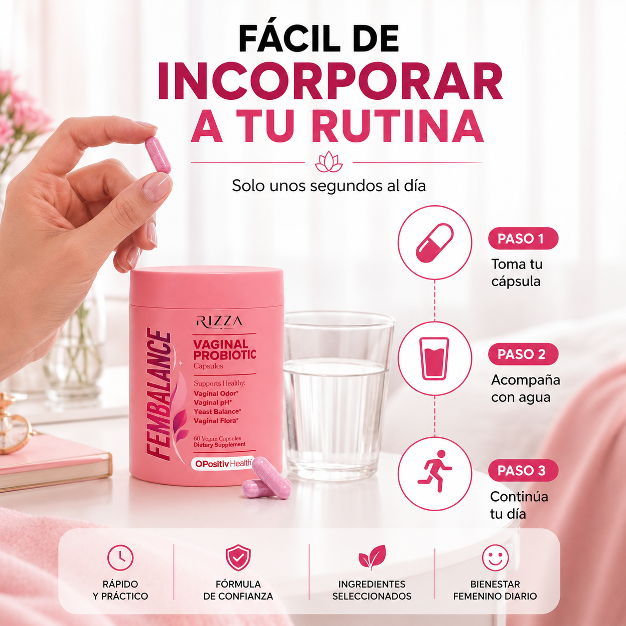 FemBalance | Probióticos para el Bienestar Íntimo Femenino | 60 Cápsulas