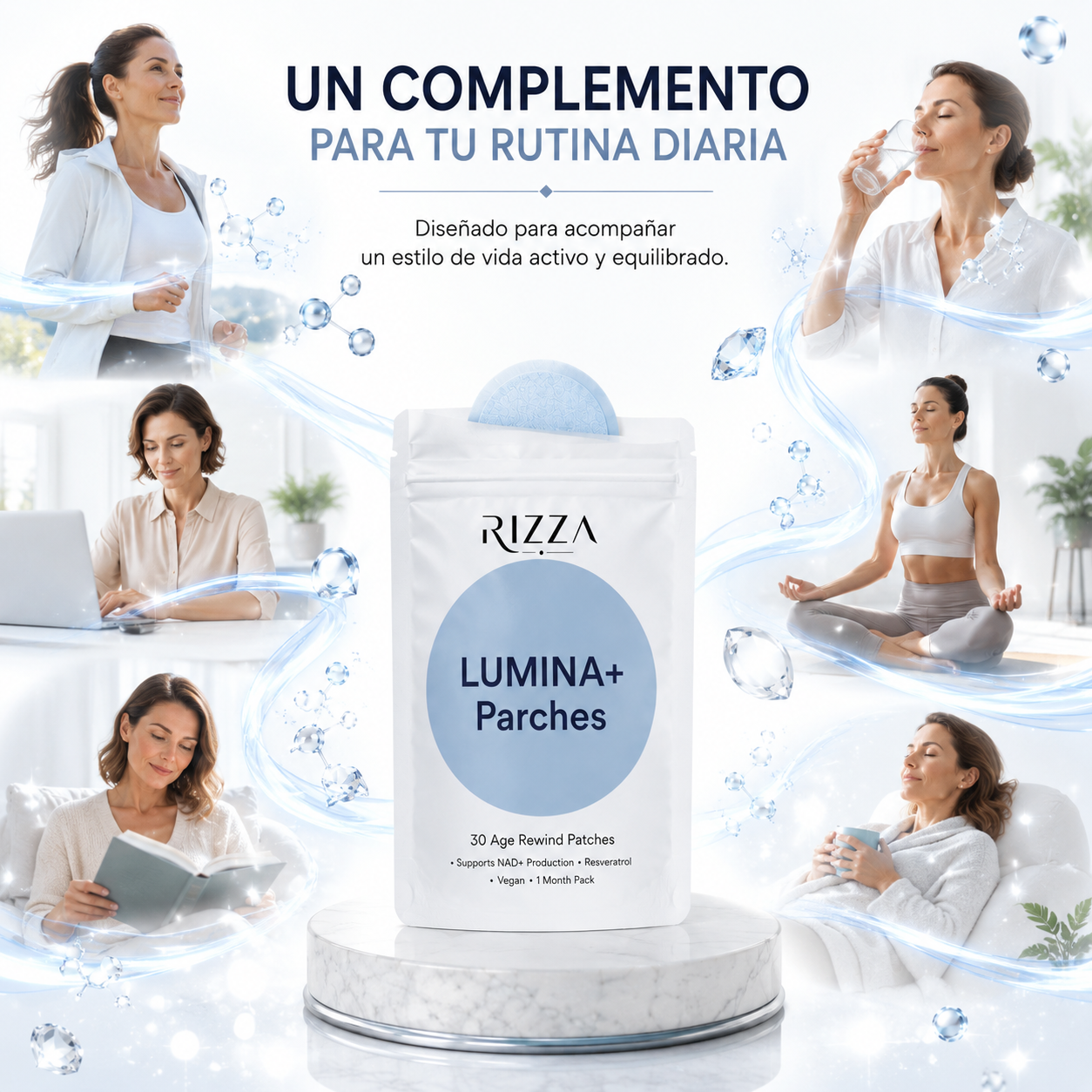 Lumina+ Parches | NAD+ con NMNH, Resveratrol y CoQ10 | 30 Parches