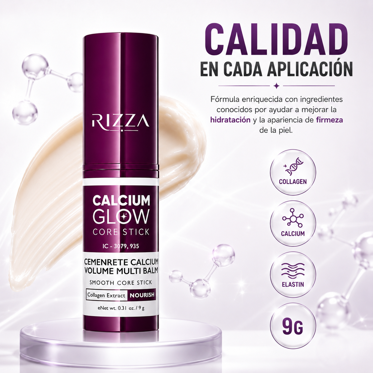 Calcium Glow Core Stick | Bálsamo Facial con Colágeno para Arrugas y Contorno de Ojos | 9 g