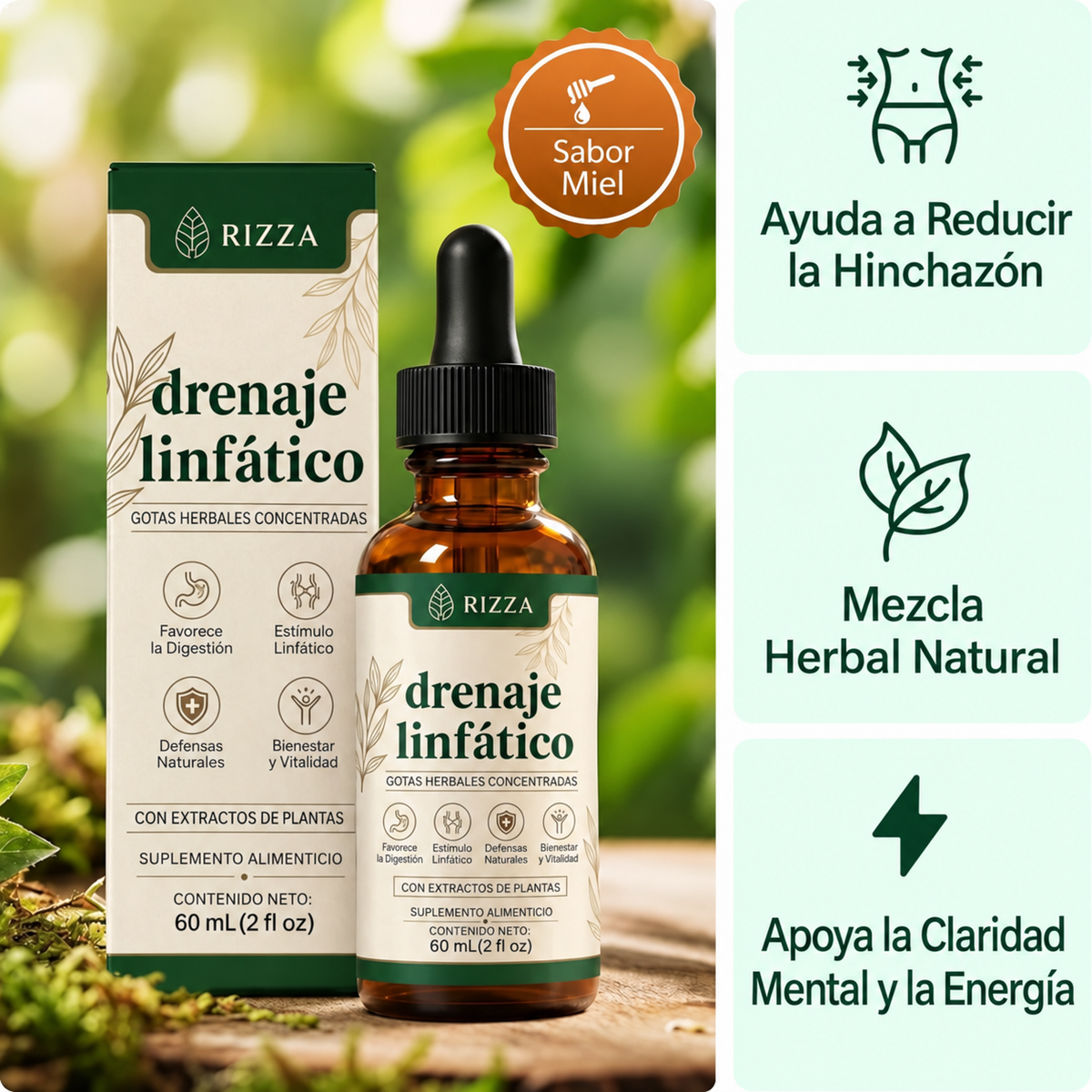 Gotas de Drenaje Linfático Natural — Fórmula de 4 Plantas
